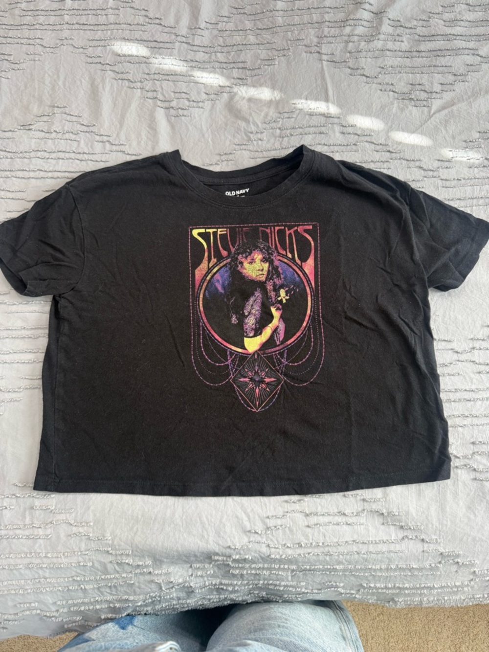 Old Navy Black Cropped Stevie Nicks Graphic Tee - Picture 2 of 7